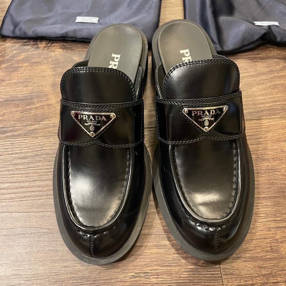 Prada Women Black Loafer Mules